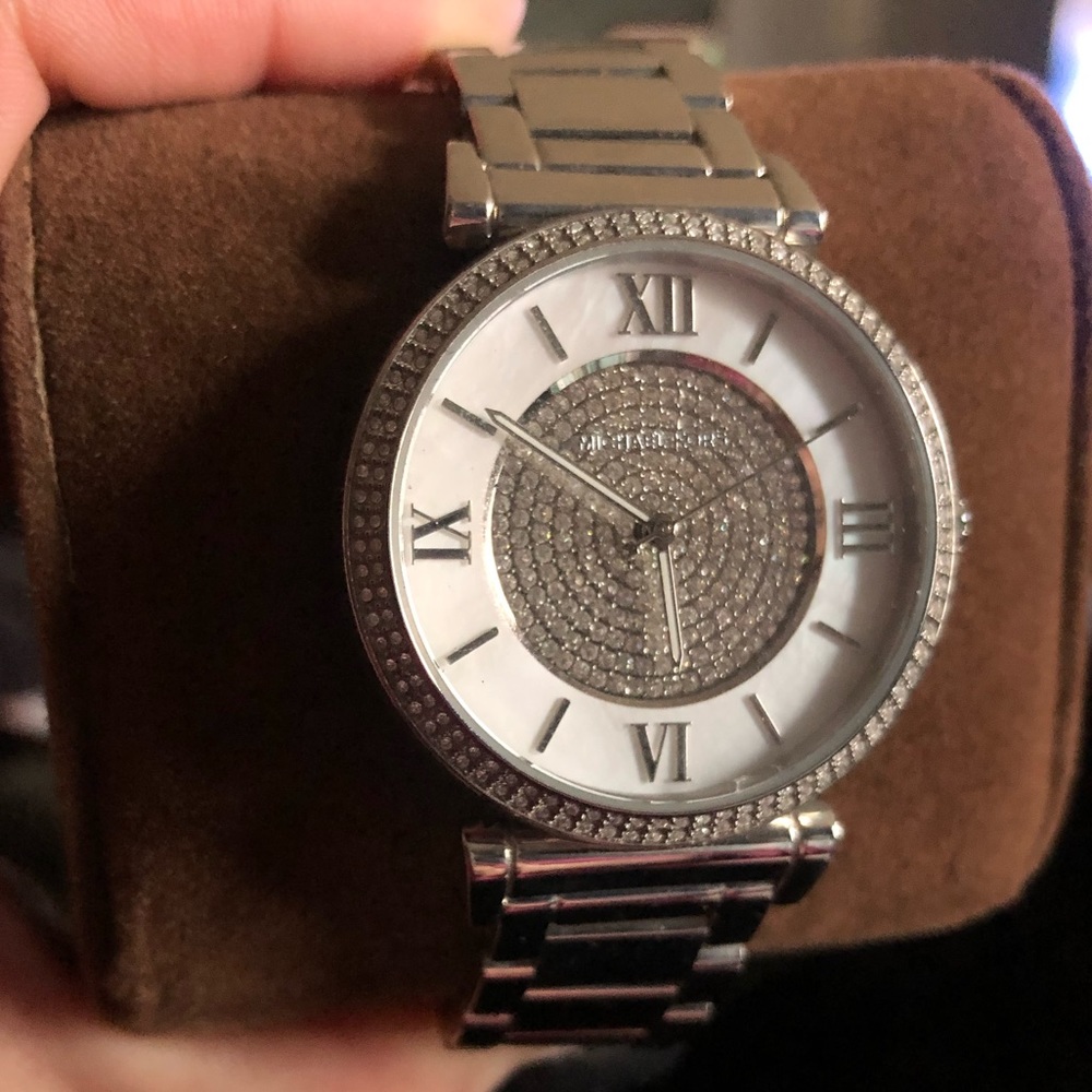 Michael Kors Catlin Crystal Stainless Silver Watch - Picture 8 of 10